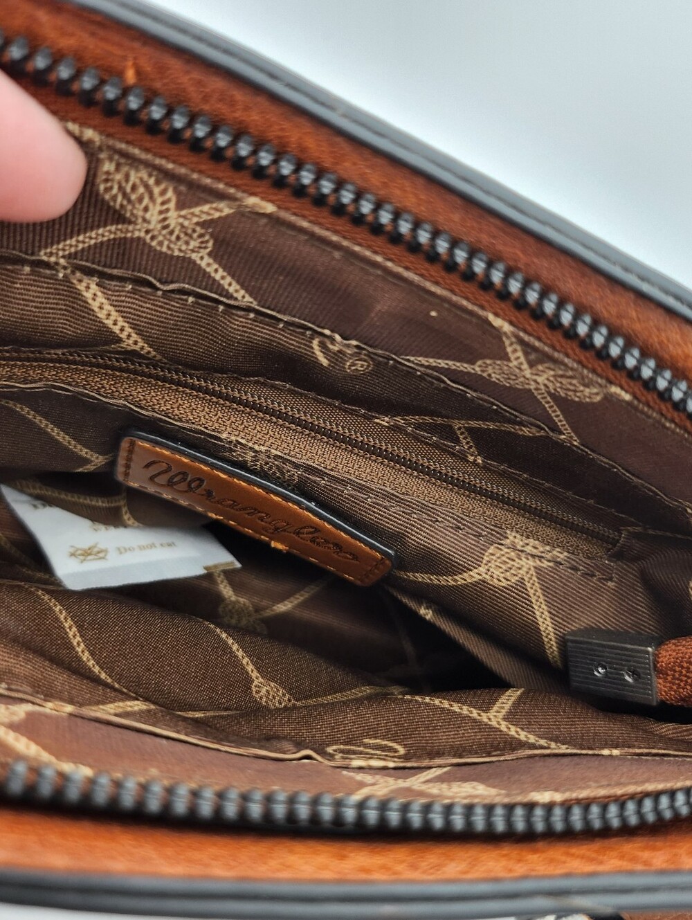 Wrangler Cowhide-Print Canvas Crossbody Bag in Brown & White ♡ NWT - Picture 3 of 7